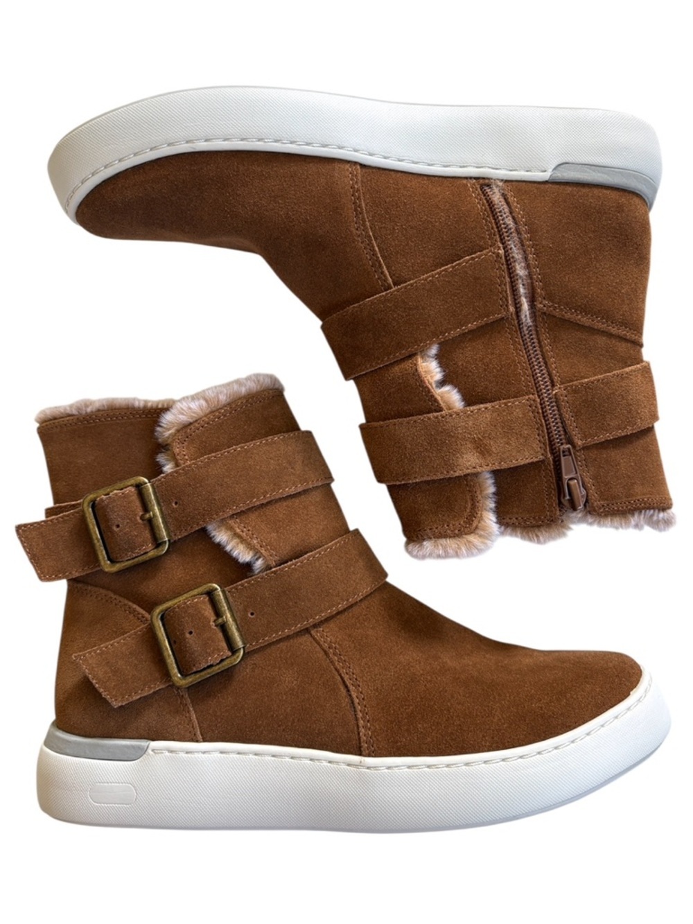 NEW Rockport Leather Elysse Buckle Ankle Boots Brown Size 7 Retail $130.00